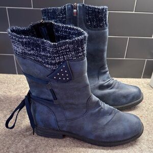 NEVER WORN Amazon Blue Winter Boots with Knit Cuff